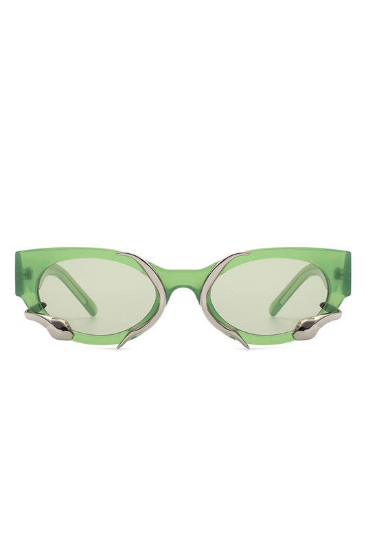 Women Round Snake Design Cat Eye Sunglasses - Online Only