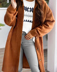 Textured Collared Button-Up Drop Shoulder Coat
