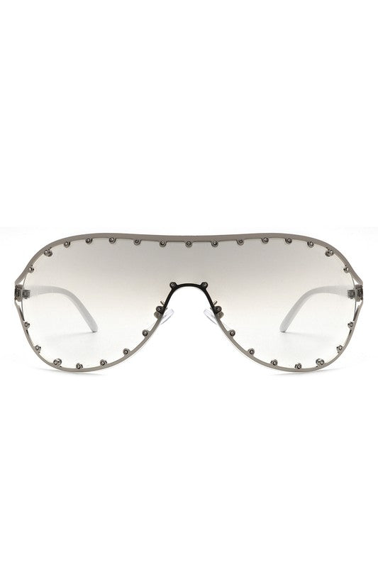 Oversize Rhinestone Fashion Aviator Sunglasses - Online Only