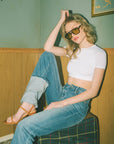 Artemis Vintage |ECO Friendly Seraphina Cuff Detailing Straight Leg Jeans - My Pampered Life Seattle