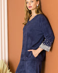 Alani Suede Top with Pearls - My Pampered Life Seattle