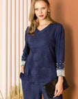 Alani Suede Top with Pearls - My Pampered Life Seattle