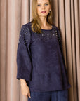 Annie Suede Top with Pearls - My Pampered Life Seattle
