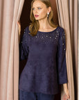 Annie Suede Top with Pearls - My Pampered Life Seattle