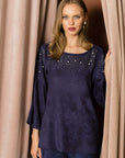 Annie Suede Top with Pearls - My Pampered Life Seattle