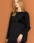 Kimmie Knit Top with Sequin Sparkles - My Pampered Life Seattle
