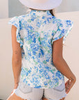 Floral Ruffle Sleeve Frilled Button-Up Shirt