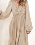 Miss Sparkling |Pleated Long Sleeve Dress