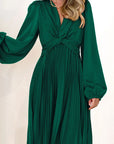 Miss Sparkling |Pleated Long Sleeve Dress