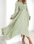 Miss Sparkling |Pleated Long Sleeve Dress