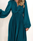 Miss Sparkling |Pleated Long Sleeve Dress