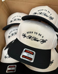Born To Be A Stay At Home Wife - Black Vintage Trucker Hat - My Pampered Life Seattle