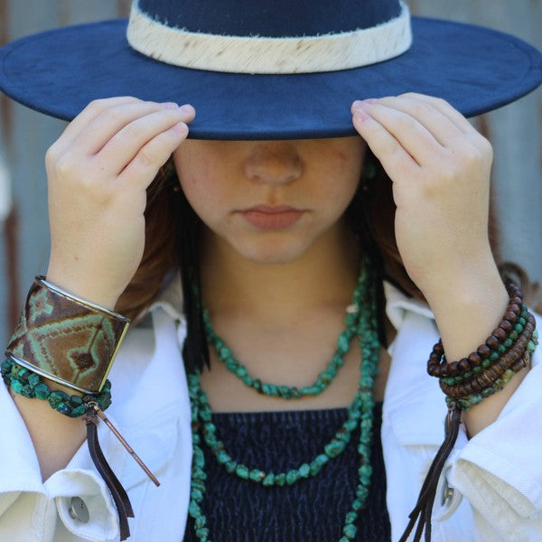 Double Strand Turq Bracelet w/ Feather and Tassel