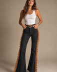 GJG Denim Frontier Fringe Bell Bottom Jeans — Black