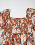 Floral Shirred Square Neck Maxi Dress