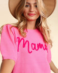 Mama Pop Up Letter Sweater Knit Top
