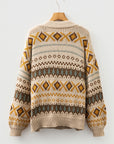 Western Knit Buttoned V-Neck Cardigan Sweater