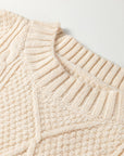 Cable Knit Drop Shoulder Sweater Dress