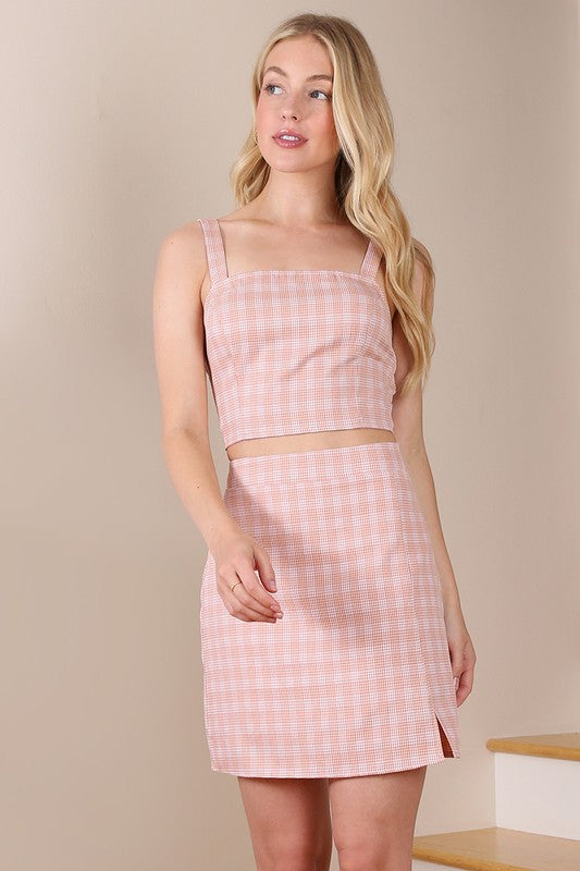 Lilou Short Sleeve Pattern Crop Top &amp; Skirt Set