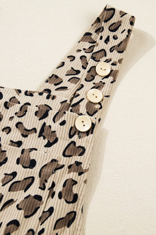 Leopard Bib Wide Leg Jumpsuit