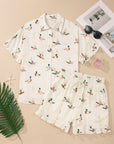 Mallard Ruffle Buttoned Shirt & Shorts Pajama Set