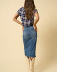 Denim Lab USA Front Slit Midi Skirt