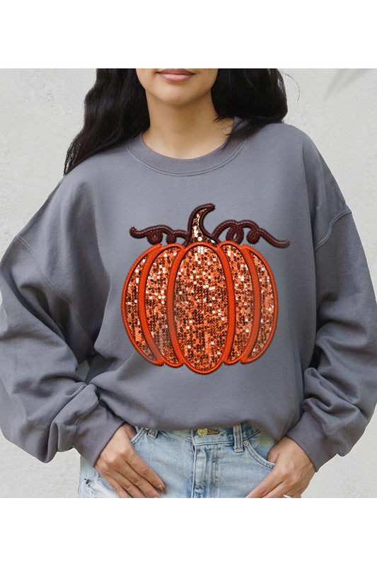 Sequin Pumpkin Unisex Fleece Sweatshirt My Pampered Life Seattle