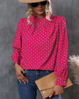Miss Sparkling |Long Sleeve Mock Neck Blouse