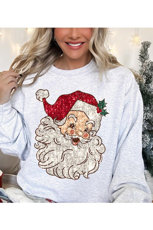 Vintage Santa Claus Christmas Hoodie, Retro Style Christmas Sweater, V