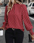 Miss Sparkling | Polka Dot Print Lantern Sleeve Blouse