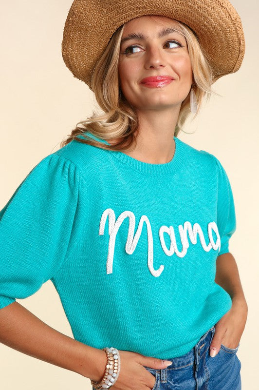 Plus Mama Pop Up Letter Sweater Knit Top