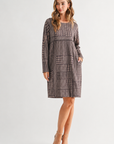 JOH Apparel Aurora Printed Faux Suede Dress with Pockets