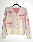 Bow Intarsia Cropped Cardigan — Sweet Cottagecore Knit Sweater
