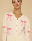 Bow Intarsia Cropped Cardigan — Sweet Cottagecore Knit Sweater