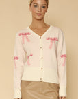 Bow Intarsia Cropped Cardigan — Sweet Cottagecore Knit Sweater