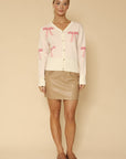 Bow Intarsia Cropped Cardigan — Sweet Cottagecore Knit Sweater