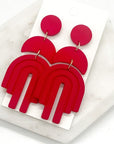 Red Layered Arch Acrylic Earrings Holiday