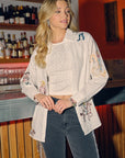 Blue B Embroidered Western Cowgirl Linen Shirt Blouse