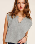 La Miel Slouchy Cropped Extended Sleeve Sweater Top