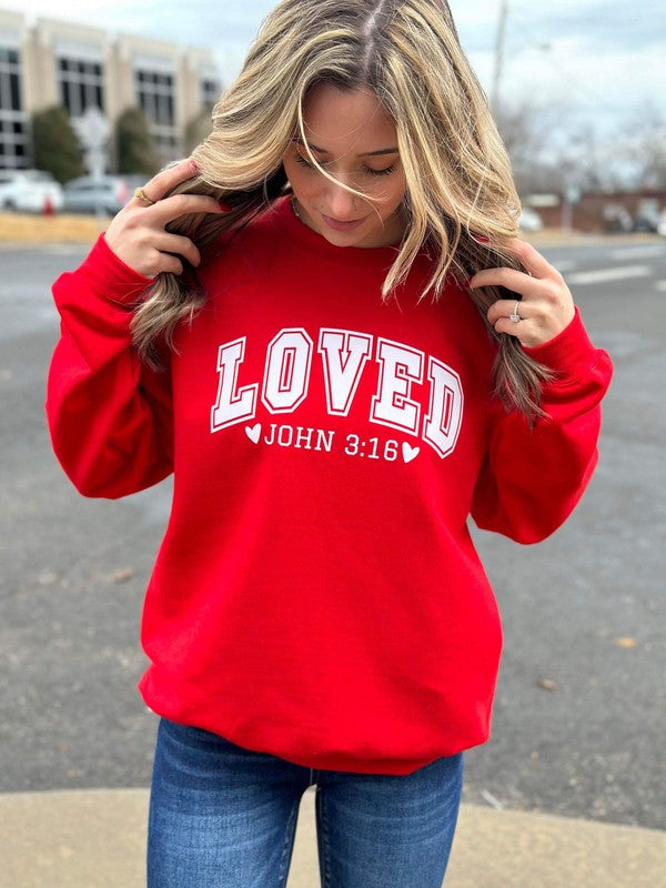 Loved John 3-16 Red Sweatshirt