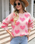 Fuzzy Heart Pink Knit Valentine Sweater