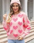 Fuzzy Heart Pink Knit Valentine Sweater