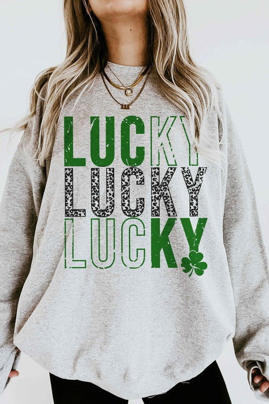Lucky St. Patrick&#39;s Clover Oversized Sweatshirt