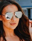Julia Rose Black/Silver  Unisex Aviator Sunglasses