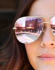 Julia Rose Pink Gold High Quality Unisex Aviator Sunglasses