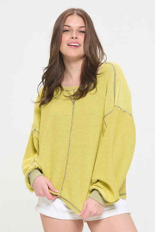 Jade By Jane Long Dolman Sleeve Round Neck Knit Sweater