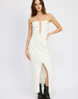 Emory Park Lace Up Corset Dress with Front Slit