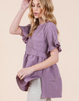 Marigold Textured Ruffle Sleeve Tunic Top