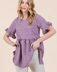 Marigold Textured Ruffle Sleeve Tunic Top