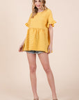Marigold Textured Ruffle Sleeve Tunic Top